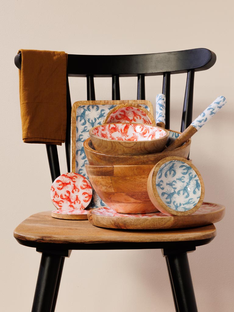 Enamelled mango salad servers Crabs