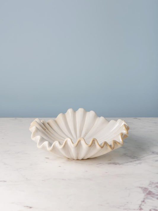 Small beige stoneware fruit bowl Médusa