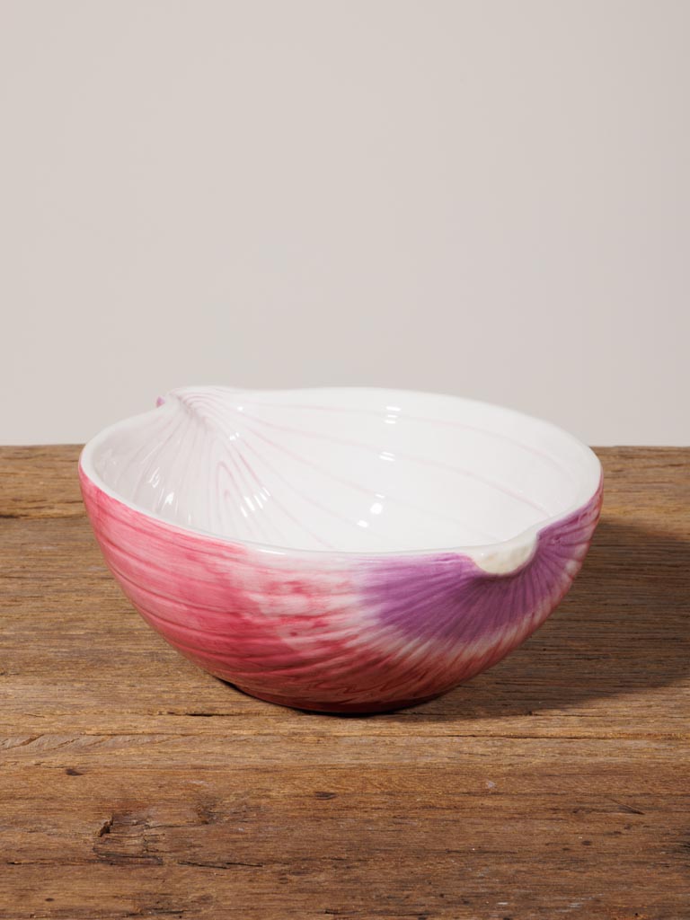 Onion bowl white and purple