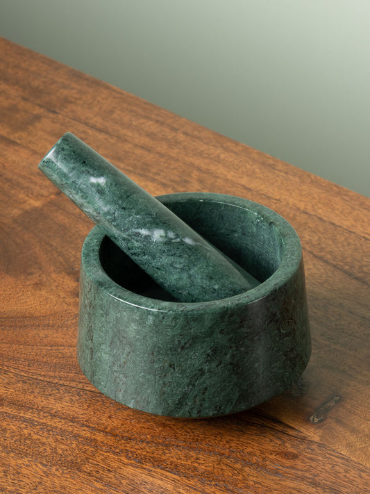 Green marble pestle and mortar
