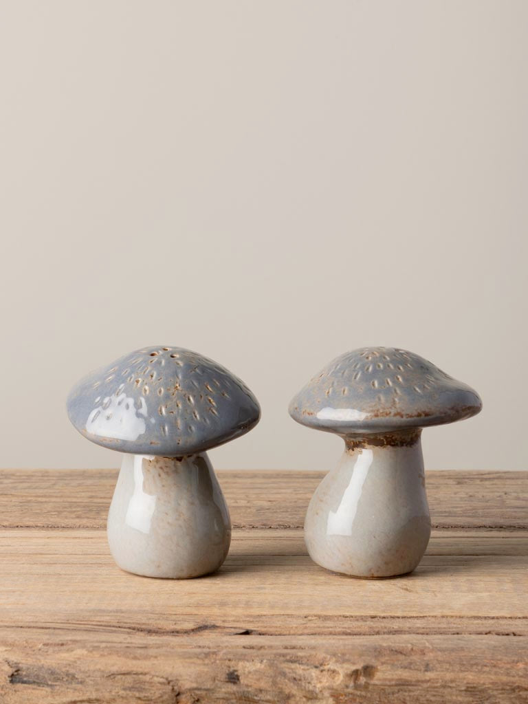 S/2 salt & pepper grey mushrooms