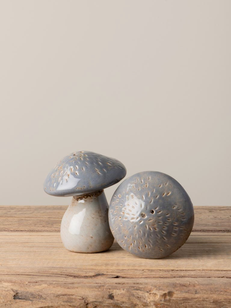 S/2 salt & pepper grey mushrooms